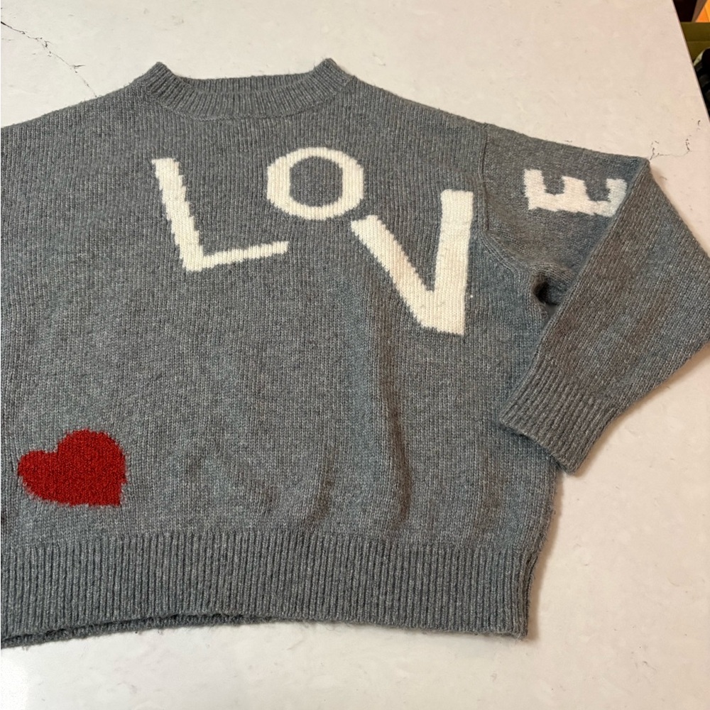 Lou & Gray For Loft Love Spell Out Heart Sweater Sz Small Women Soft Lounge Girl